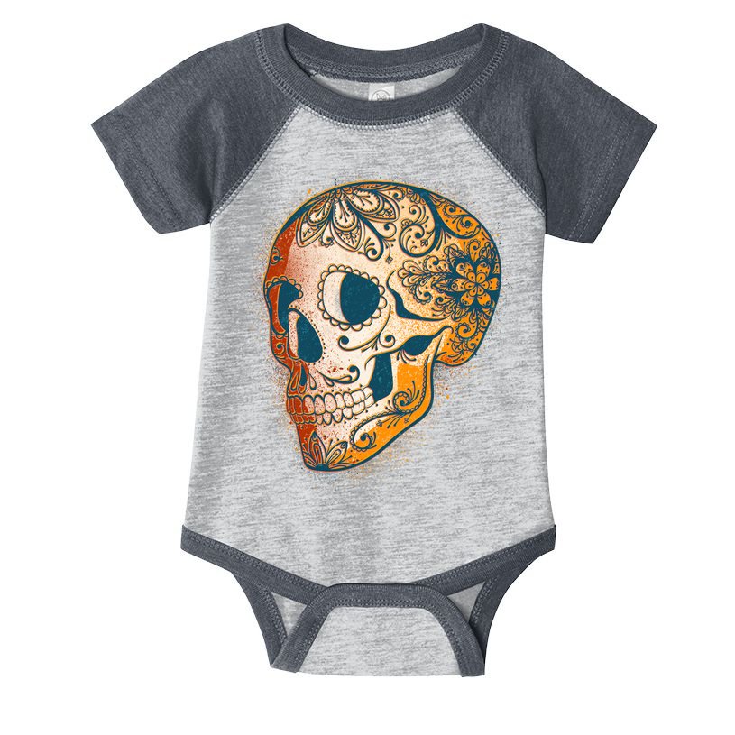 Day Of The Dead Grunge Sugar Skull Infant Baby Jersey Bodysuit