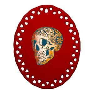 Day Of The Dead Grunge Sugar Skull Ceramic Oval Ornament