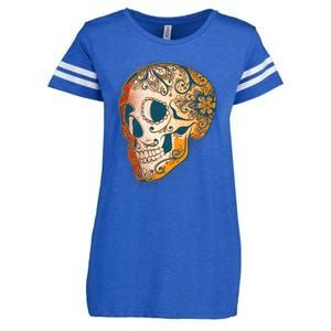 Day Of The Dead Grunge Sugar Skull Enza Ladies Jersey Football T-Shirt