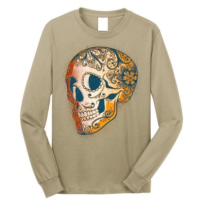 Day Of The Dead Grunge Sugar Skull Long Sleeve Shirt