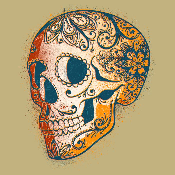 Day Of The Dead Grunge Sugar Skull Button