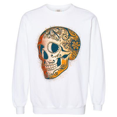 Day Of The Dead Grunge Sugar Skull Garment-Dyed Sweatshirt