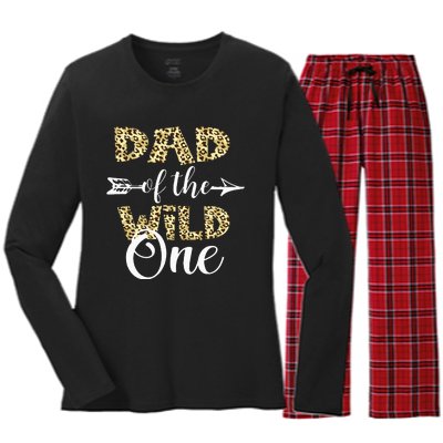 Dad Of The Wild One Zoo Themed 1st Birthday Party Women's Long Sleeve Flannel Pajama Set 