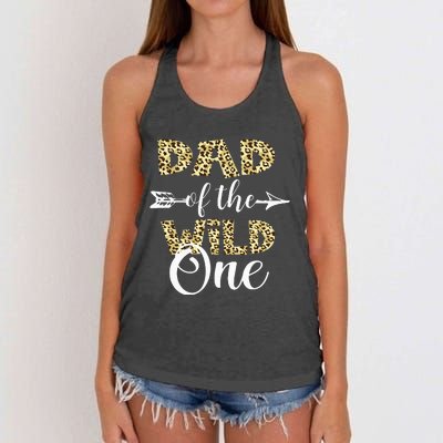 Dad Of The Wild One Zoo Themed 1st Birthday Party Women's Knotted Racerback Tank