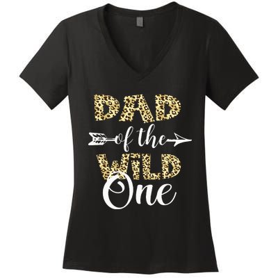 Dad Of The Wild One Zoo Themed 1st Birthday Party Women's V-Neck T-Shirt