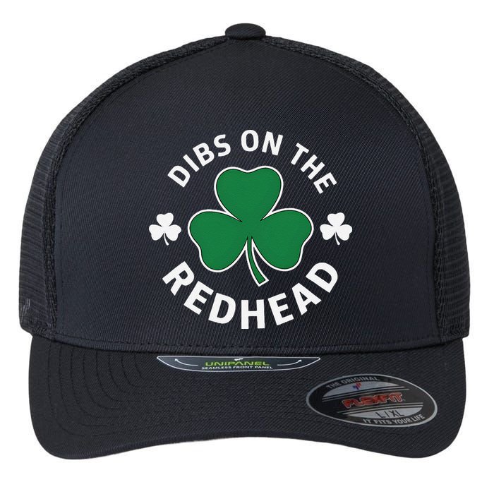Dibs On The Redhead Shamrock St Patricks Day Flexfit Unipanel Trucker Cap