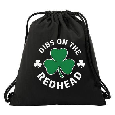 Dibs On The Redhead Shamrock St Patricks Day Drawstring Bag
