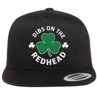 Dibs On The Redhead Shamrock St Patricks Day Flat Bill Trucker Hat