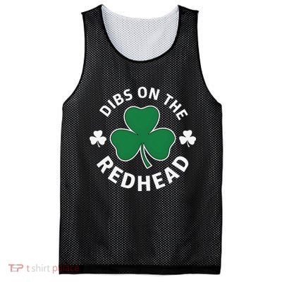 Dibs On The Redhead Shamrock St Patricks Day Mesh Reversible Basketball Jersey Tank