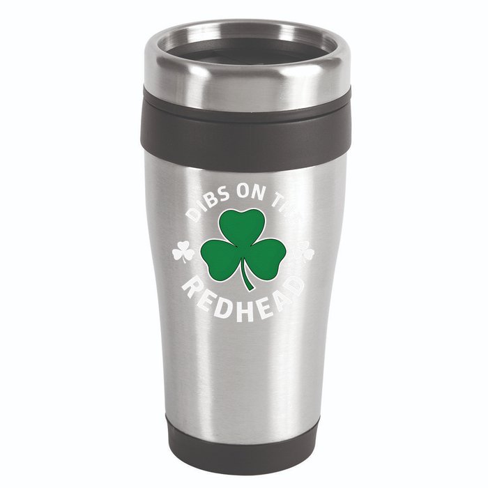 Dibs On The Redhead Shamrock St Patricks Day 16oz Travel Tumbler