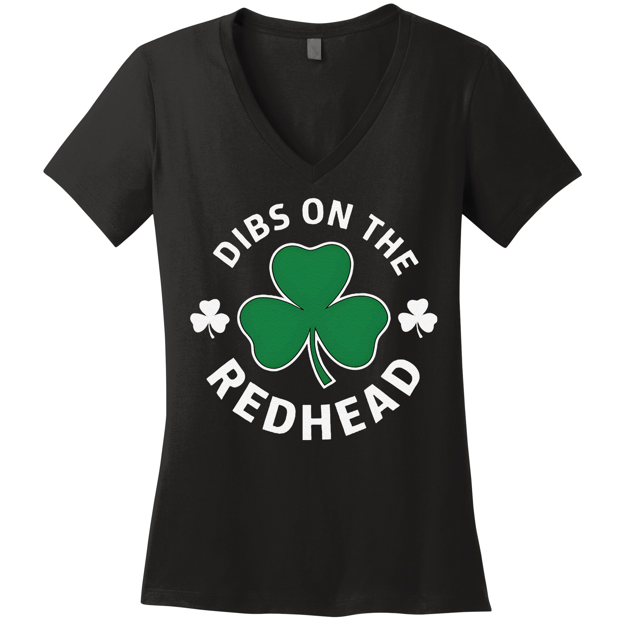Dibs On The Redhead Shamrock St Patricks Day Women's V-Neck T-Shirt