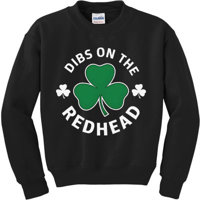 Dibs On The Redhead Shamrock St Patricks Day Kids Sweatshirt