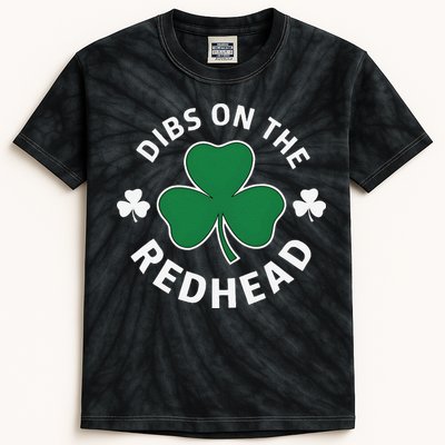 Dibs On The Redhead Shamrock St Patricks Day Kids Tie-Dye T-Shirt