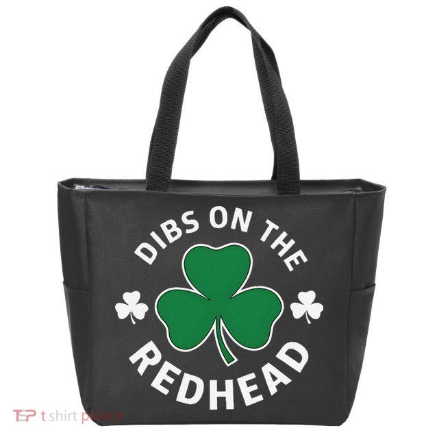 Dibs On The Redhead Shamrock St Patricks Day Zip Tote Bag