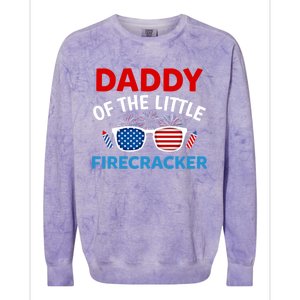 Daddy Of The Little Firecracker 4th Of July Birthday Funny Gift Cute Gift Colorblast Crewneck Sweatshirt