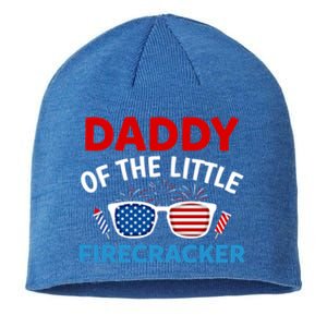 Daddy Of The Little Firecracker 4th Of July Birthday Funny Gift Cute Gift Sustainable Beanie