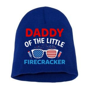 Daddy Of The Little Firecracker 4th Of July Birthday Funny Gift Cute Gift Short Acrylic Beanie