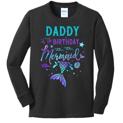 Daddy Of The Birthday Mermaid Theme Party Squad Security Kids Long Sleeve Shirt