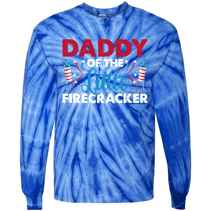 Daddy Of The Little Firecracker 4th Of July Birthday Party Gift Tie-Dye Long Sleeve Shirt