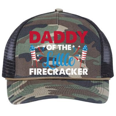 Daddy Of The Little Firecracker 4th Of July Birthday Party Gift Retro Rope Trucker Hat Cap