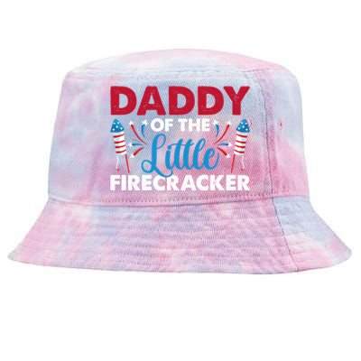 Daddy Of The Little Firecracker 4th Of July Birthday Party Gift Tie-Dyed Bucket Hat