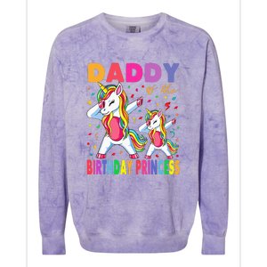 Daddy Of The Birthday Princess Dabbing Unicorn Dad Colorblast Crewneck Sweatshirt