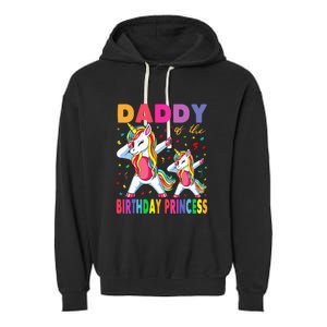 Daddy Of The Birthday Princess Dabbing Unicorn Dad Garment-Dyed Fleece Hoodie