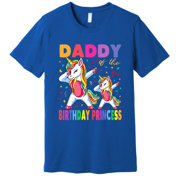 Daddy Of The Birthday Princess Dabbing Unicorn Dad Premium T-Shirt