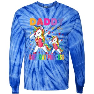 Daddy Of The Birthday Princess Dabbing Unicorn Dad Tie-Dye Long Sleeve Shirt