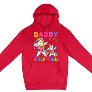 Daddy Of The Birthday Princess Dabbing Unicorn Dad Premium Pullover Hoodie