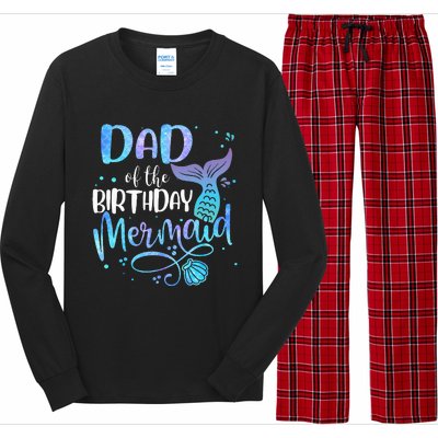 Dad Of The Birthday Mermaid Family Matching Party Squad Long Sleeve Pajama Set