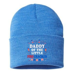 Daddy Of The Little Firecracker 4th Of July Birthday Party Gift Sustainable Knit Beanie