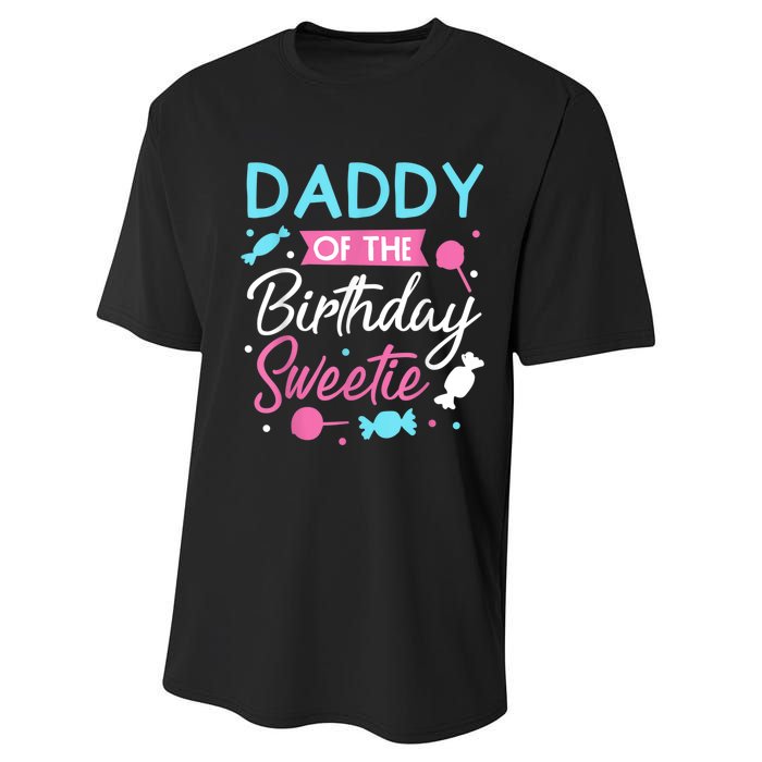 Daddy Of The Birthday Sweetie Candy Lollipop Bday Party Dad Performance Sprint T-Shirt