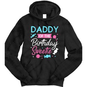 Daddy Of The Birthday Sweetie Candy Lollipop Bday Party Dad Tie Dye Hoodie