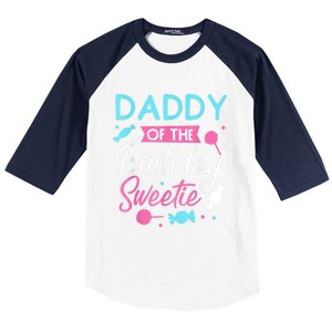 Daddy Of The Birthday Sweetie Candy Lollipop Bday Party Dad Baseball Sleeve Shirt