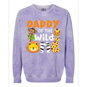 Daddy Of The Wild One Zoo Bday Party Safari Jungle Animals Colorblast Crewneck Sweatshirt