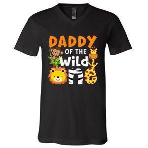 Daddy Of The Wild One Zoo Bday Party Safari Jungle Animals V-Neck T-Shirt