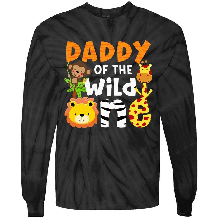 Daddy Of The Wild One Zoo Bday Party Safari Jungle Animals Tie-Dye Long Sleeve Shirt