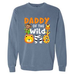 Daddy Of The Wild One Zoo Bday Party Safari Jungle Animals Garment-Dyed Sweatshirt