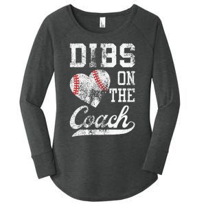 Dibs On The Coach Funny Coachs Wife Quote Cool Baseball Mom Women's Perfect Tri Tunic Long Sleeve Shirt