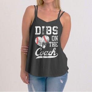 Dibs On The Coach Funny Coachs Wife Quote Cool Baseball Mom Women's Strappy Tank