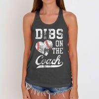 Dibs On The Coach Funny Coachs Wife Quote Cool Baseball Mom Women's Knotted Racerback Tank