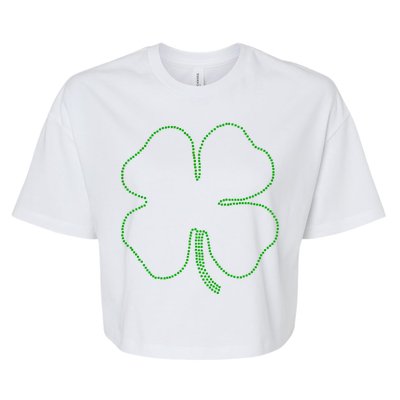 Dotted Cloverleaf St. Patrick's Day Bella+Canvas Jersey Crop Tee