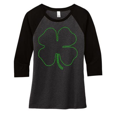 Dotted Cloverleaf St. Patrick's Day Women's Tri-Blend 3/4-Sleeve Raglan Shirt