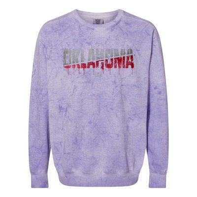 Distressed Oklahoma Usa Colorblast Crewneck Sweatshirt