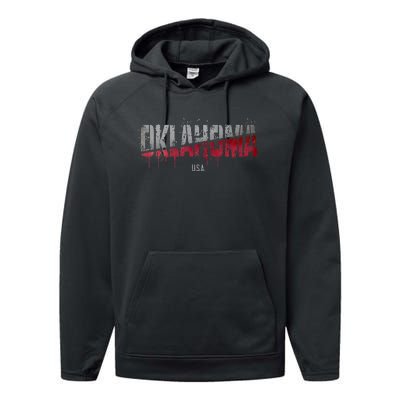 Distressed Oklahoma Usa Performance Fleece Hoodie