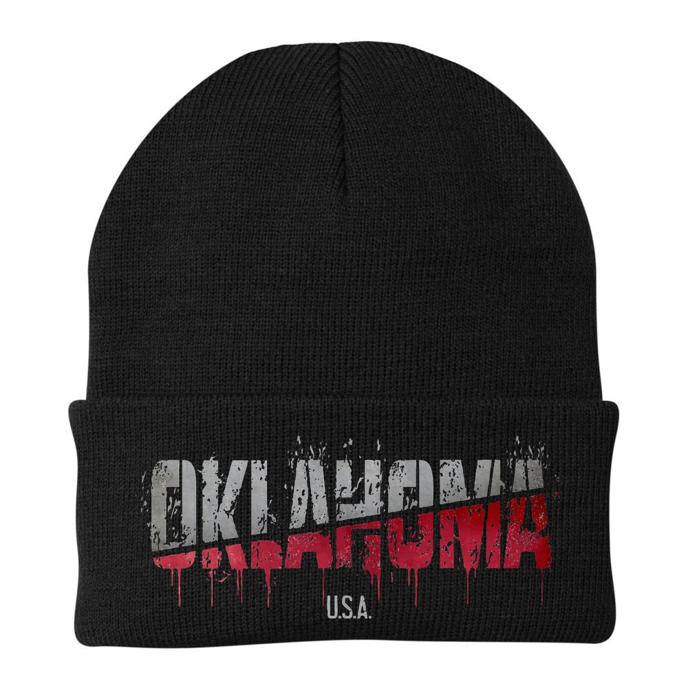 Distressed Oklahoma Usa Beanie