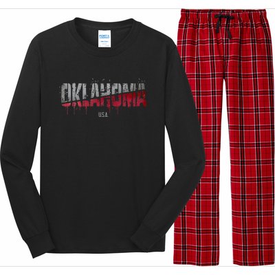 Distressed Oklahoma Usa Long Sleeve Pajama Set