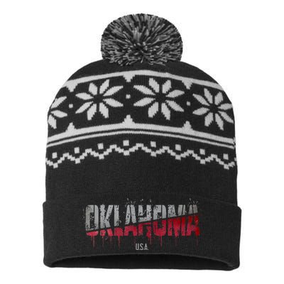 Distressed Oklahoma Usa USA-Made Snowflake Beanie