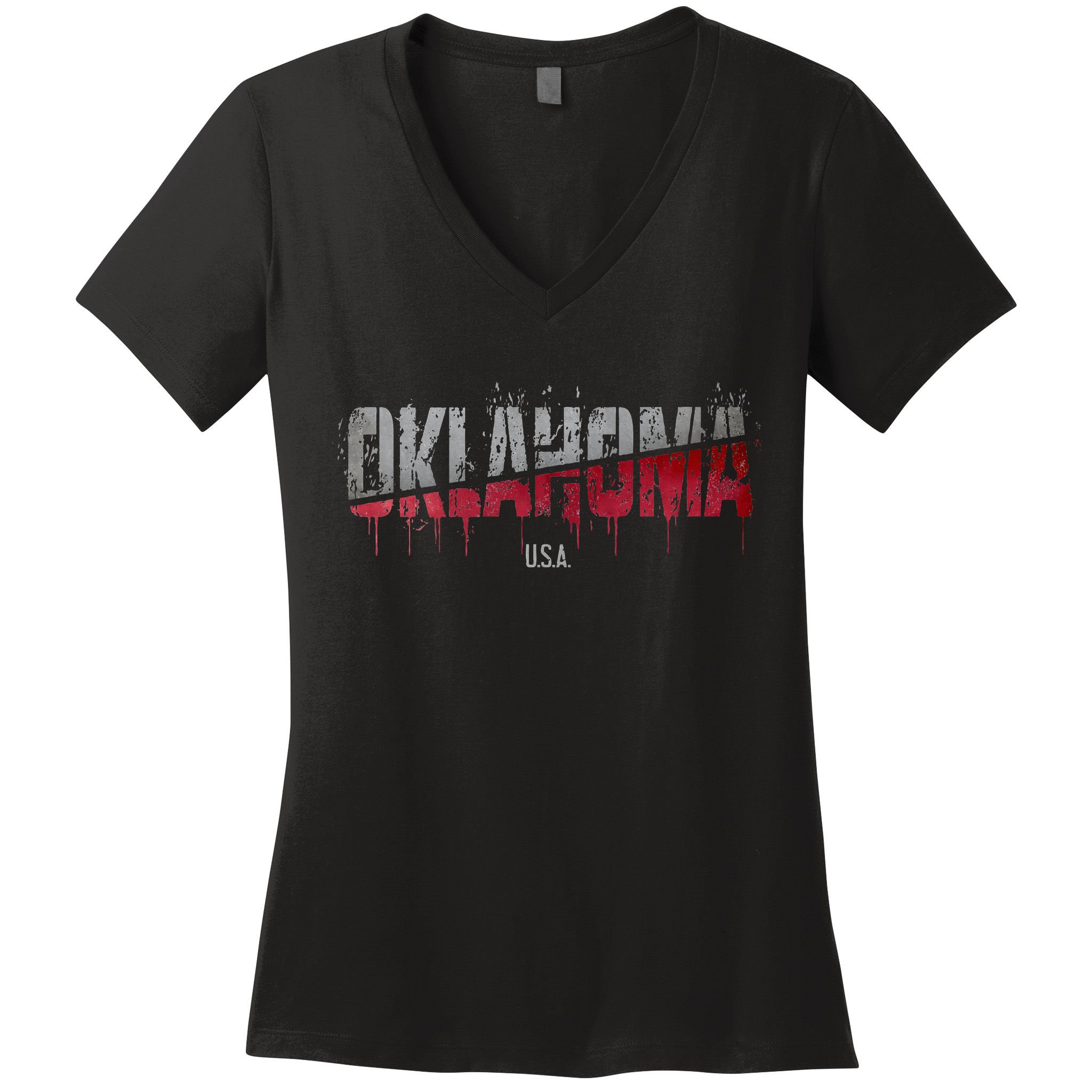 Distressed Oklahoma Usa Women's V-Neck T-Shirt